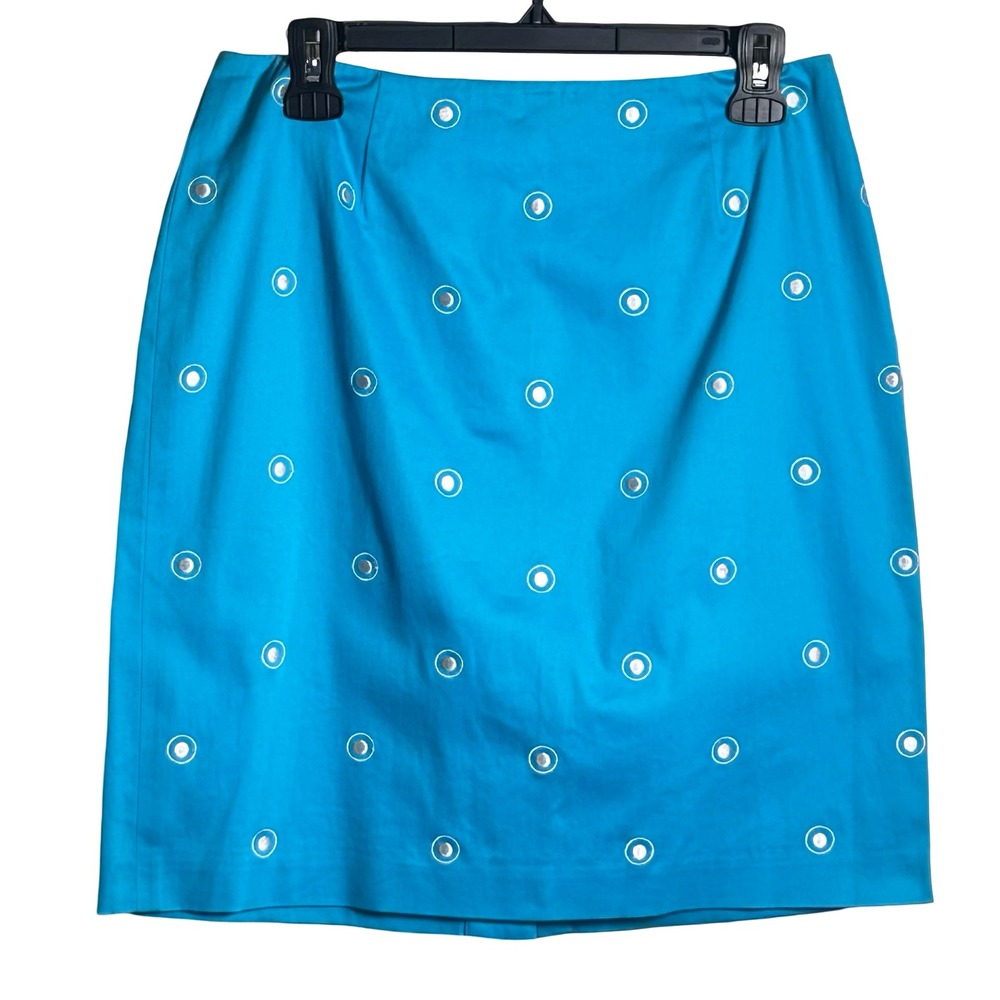 Talbots Grommet Eyelet Pencil Skirt Size 8 Preppy Resortwear Travel Vacation